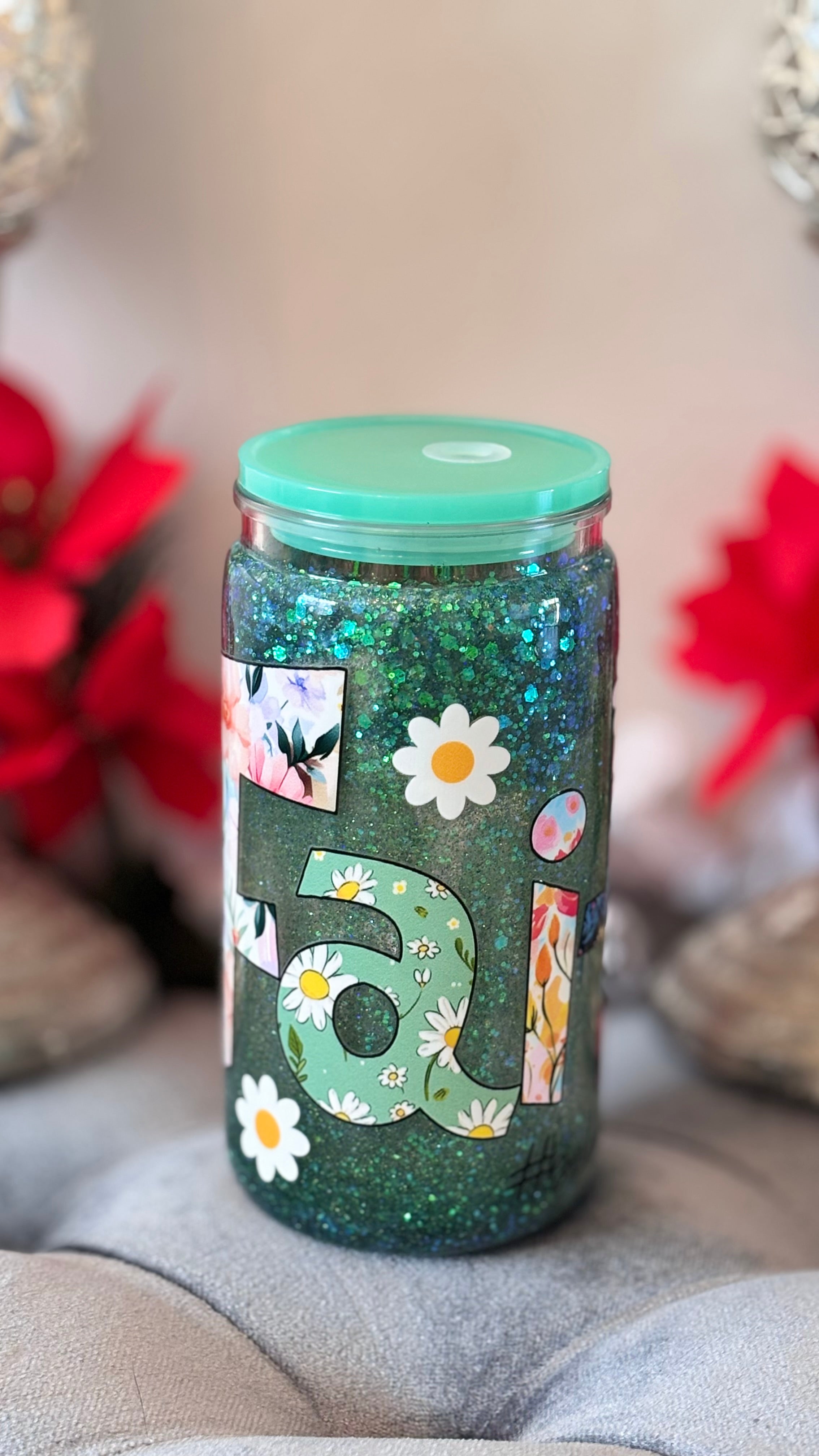 Faith lettered 16oz slow flow glitter tumbler Egypt Nile creates
