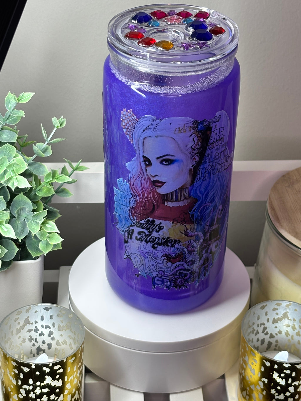 Harley Quinn snow globe plastic cup