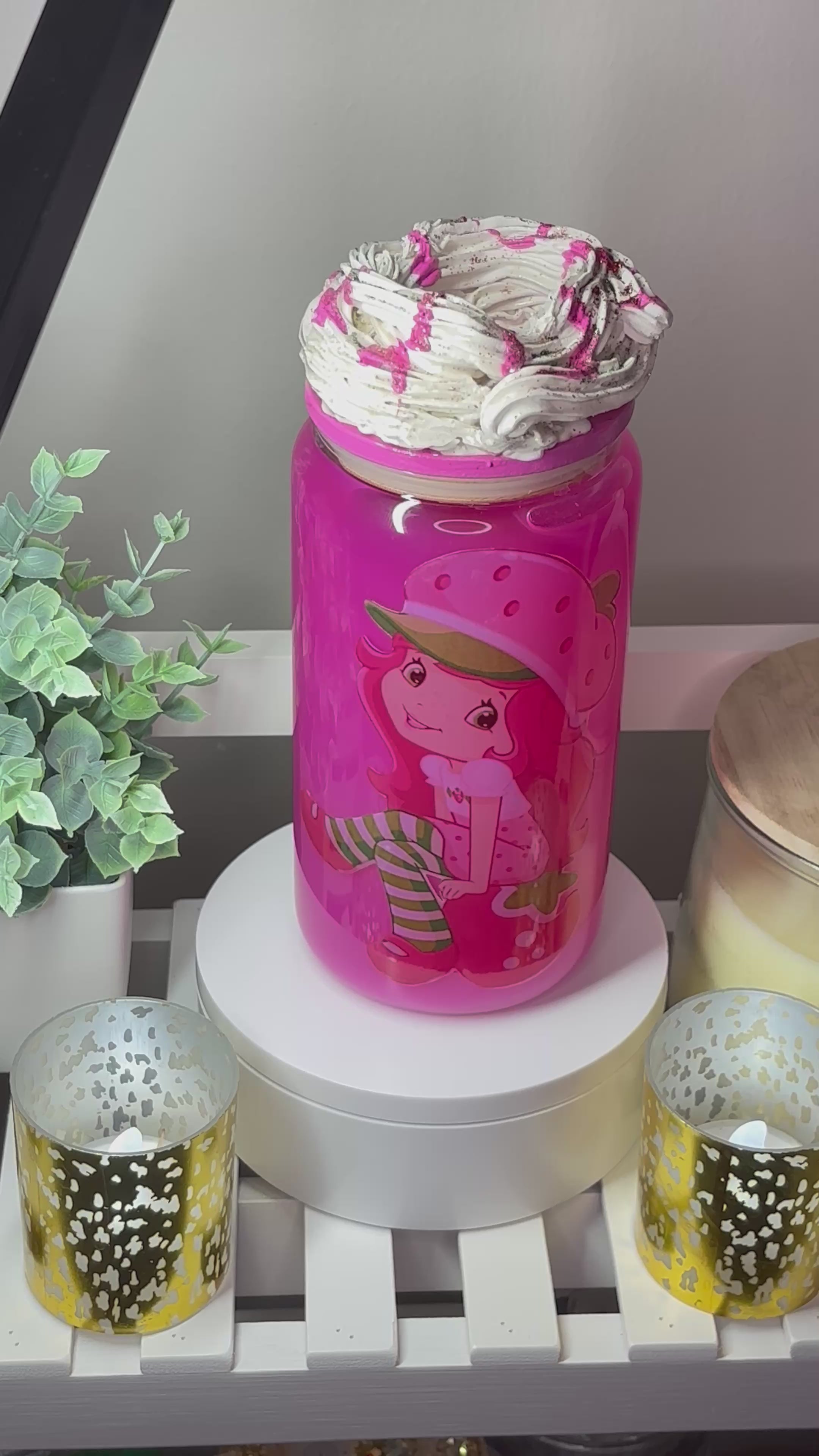 Strawberry Shortcake Snow Globe Glass Cup 16OZ