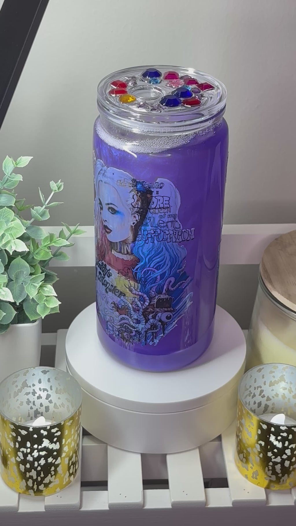 Harley Quinn snow globe plastic cup